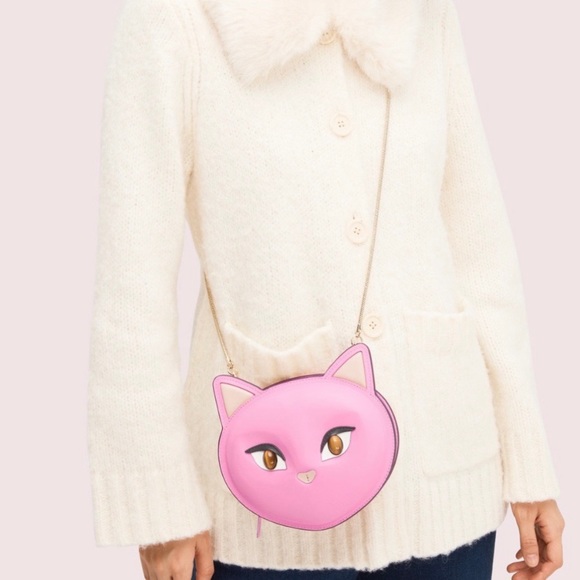 New Kate Spade Pink Meow Cat Crossbody Purse Bag - Picture 6 of 8